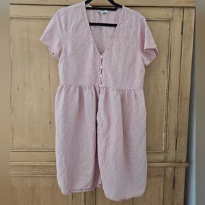 Madewell Alexandra Light Pink Linen Button-Front Dress